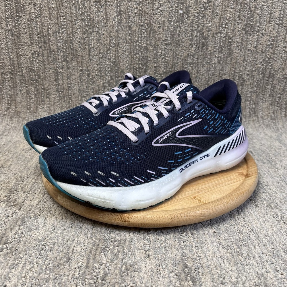 Brooks Glycerin GTS 20 Shoes Womens Size 9.5 Blue Running Sneakers 1203701B499